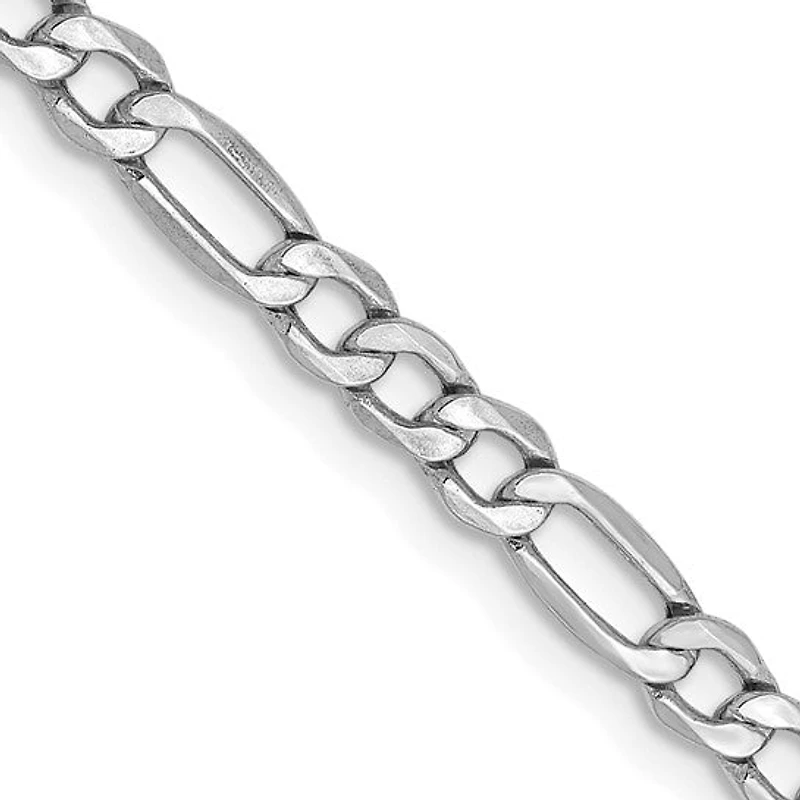 14k Gold, White Gold 3.5mm Semi-Solid Figaro with Lobster Clasp Chain