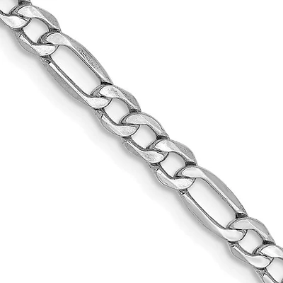 14k Gold, White Gold 3.5mm Semi-Solid Figaro with Lobster Clasp Chain
