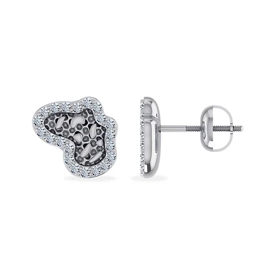 10K White Gold Nugget Diamond Stud Earrings 1/10 Cttw