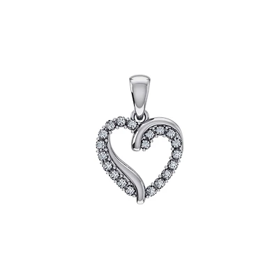 10K Gold Round Diamond Open Heart Pendant 1/10 Cttw