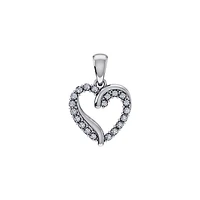 10K White Gold Round Diamond Open Heart Pendant 1/10 Cttw