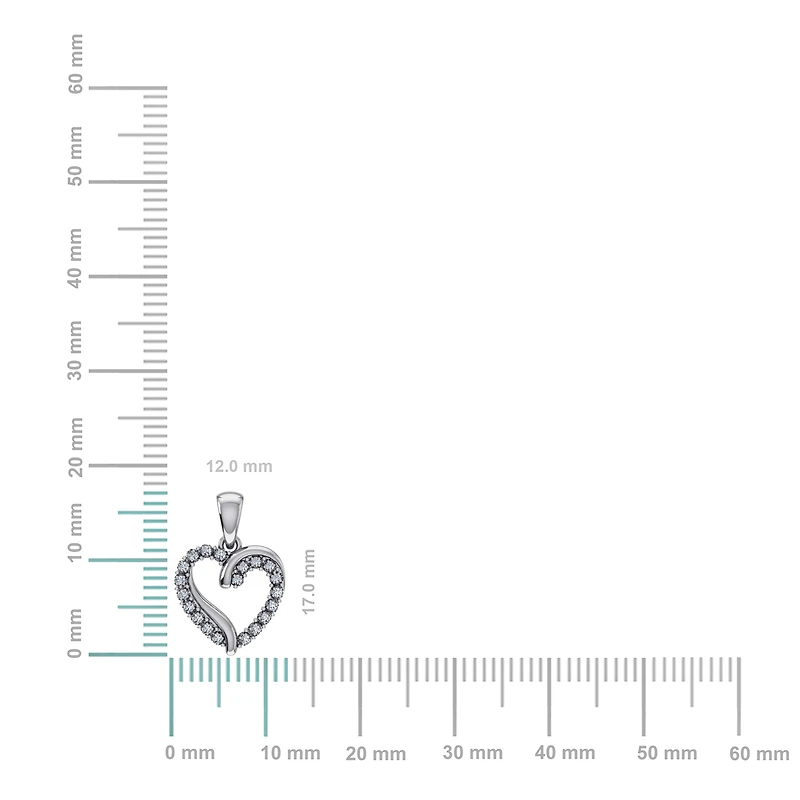 10K White Gold Round Diamond Open Heart Pendant 1/10 Cttw