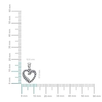 10K White Gold Round Diamond Open Heart Pendant 1/10 Cttw