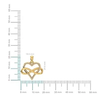 10K Yellow Gold Round Diamond Heart Shape Infinity Pendant 1/10 Cttw