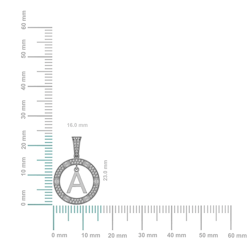 10K White Gold Round Diamond A Letter Initial Pendant 1/5 Cttw