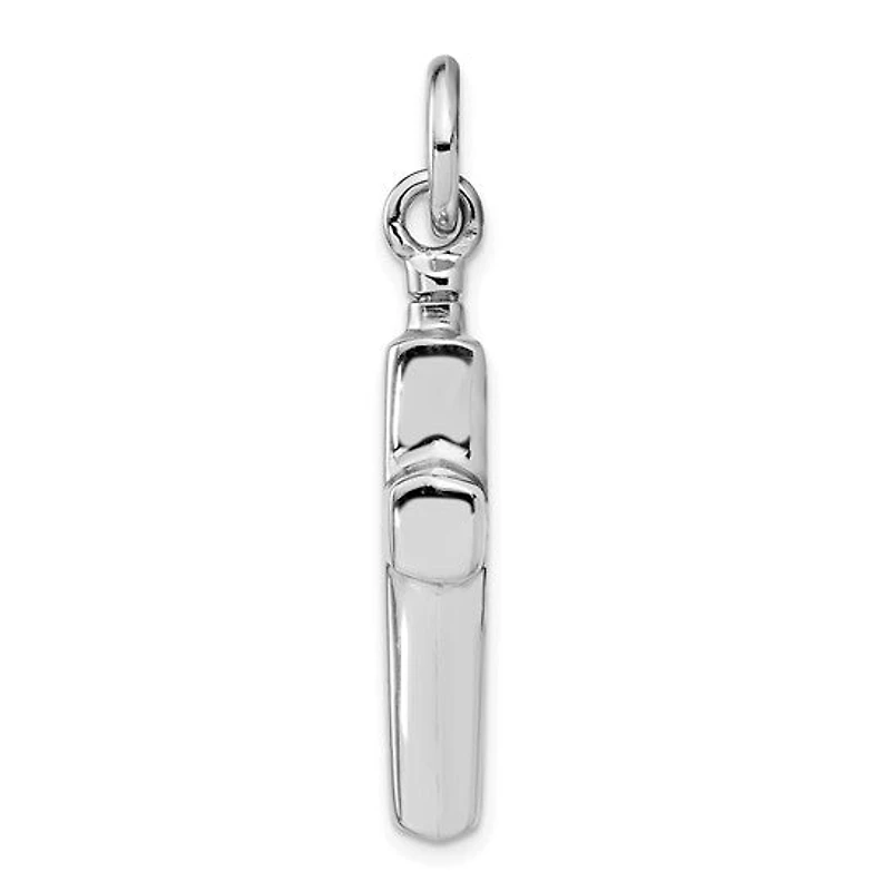 Sterling Silver Rhodium-plated Polished Cross Ash Holder Pendant