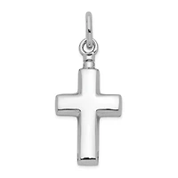 Sterling Silver Rhodium-plated Polished Cross Ash Holder Pendant