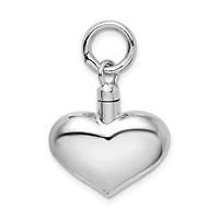 Sterling Silver Rhodium-plated Polished Puffy Heart Ash Holder Pendant