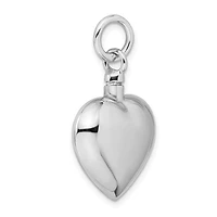 Sterling Silver Rhodium-plated Polished Heart Ash Holder Pendant