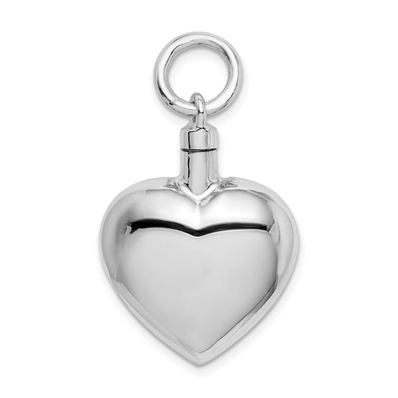 Sterling Silver Rhodium-plated Polished Heart Ash Holder Pendant