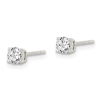 Sterling Silver Polished 4mm Round CZ Stud Earrings