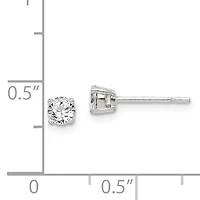 Sterling Silver Polished 4mm Round CZ Stud Earrings