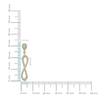 10K Yellow Gold Round Diamond Twisted Dangling Earrings 7/8 Cttw