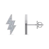 10K White Gold Flash Designer Earrings 1/8 Cttw