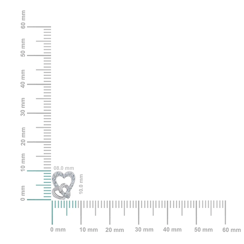 10K White Gold Double Heart Designer Earrings 1/5 Cttw