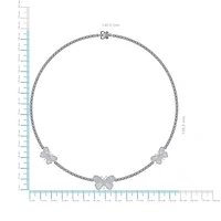 10K White Gold Round Baguette Diamond Butterfly Designer 18 Inch Necklace 1-7/8 Cttw