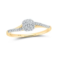 10kt Gold Womens Round Diamond Square Halo Promise Ring 1/5 Cttw