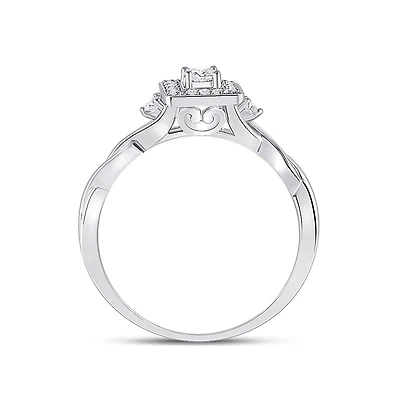 14kt Gold Womens Princess Diamond Square Promise Ring 1/5 Cttw