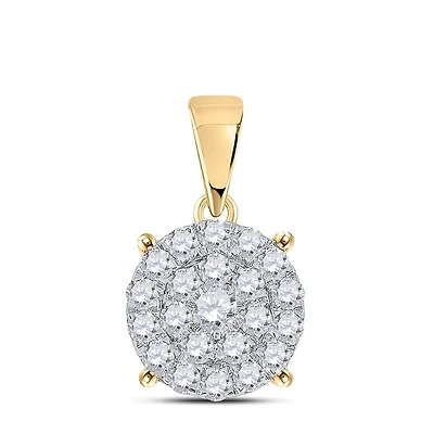 10kt Yellow Gold Womens Round Diamond Cluster Pendant 2 Cttw