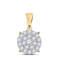 10kt Yellow Gold Womens Round Diamond Cluster Pendant 2 Cttw