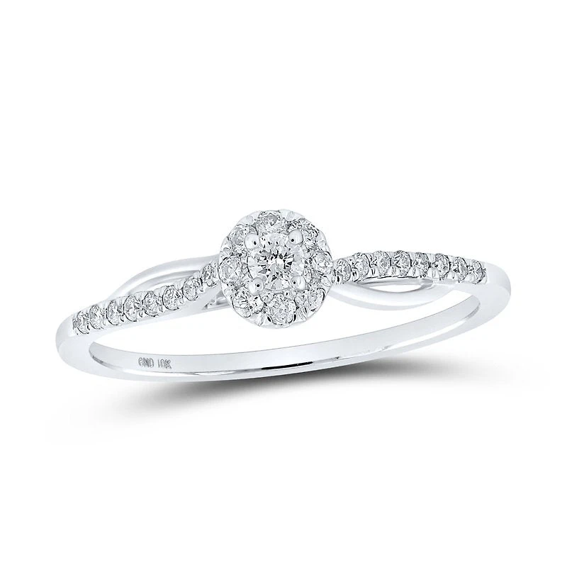 10kt White Gold Womens Round Diamond Halo Promise Ring 1/ Cttw