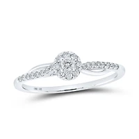 10kt White Gold Womens Round Diamond Halo Promise Ring 1/ Cttw