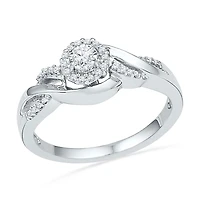 10kt White Gold Womens Round Diamond Solitaire Promise Ring 1/ Cttw