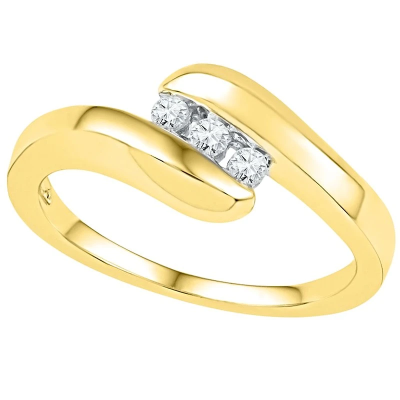 10kt Yellow Gold Womens Round Diamond 3-stone Promise Ring 1/ Cttw
