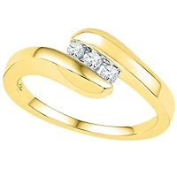 10kt Yellow Gold Womens Round Diamond 3-stone Promise Ring 1/ Cttw
