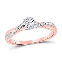10kt Rose Gold Womens Round Diamond Solitaire Twist Promise Ring 1/6 Cttw