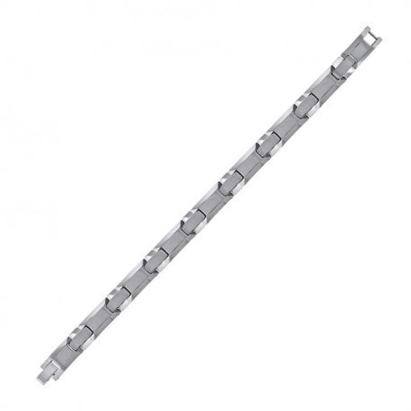 Tungsten Mens Polished Link Bracelet 11 mm Size 8.5 Inches