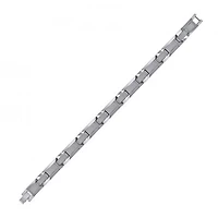 Tungsten Mens Polished Link Bracelet 11 mm Size 8.5 Inches