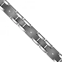 Tungsten Mens Polished And Brushed CZ Cubic Zirconia Fashion Bracelet 16 mm Size 8.5 Inches