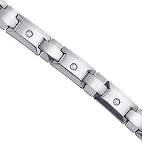 Tungsten Mens Polished CZ Cubic Zirconia Fancy Bracelet 12 mm Size 8.5 Inches