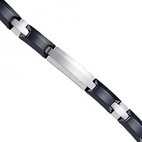 Tungsten And Black Ceramic Mens Polished Fashion Bracelet 9 mm Size 8.5 Inches