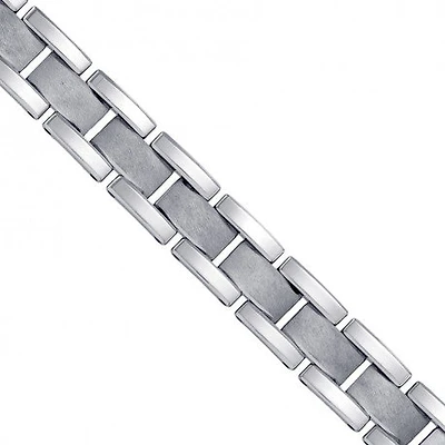 Tungsten Mens Polished And Brushed Fancy Bracelet 16 mm Size 8.5 Inches