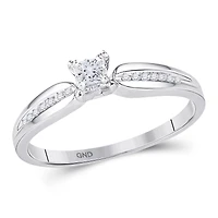 10kt White Gold Womens Princess Diamond Solitaire Promise Ring 1/6 Cttw