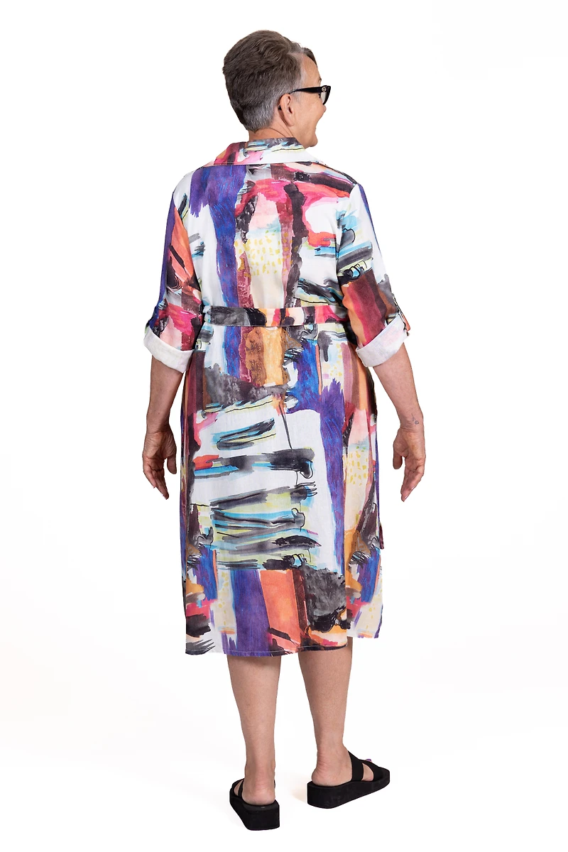 Odessa Dress in Modern Brush Print