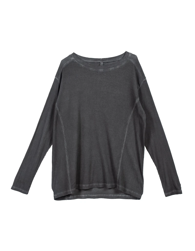 Nicola Ribbed Crew Neck Charcoal