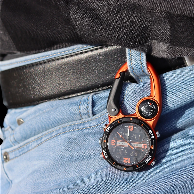 Ana Digi Miniclip - Orange Case with Black/Orange Dial and Reverse LCD