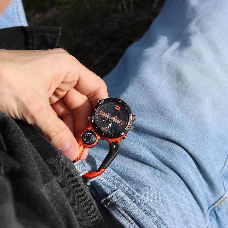 Ana Digi Miniclip - Orange Case with Black/Orange Dial and Reverse LCD