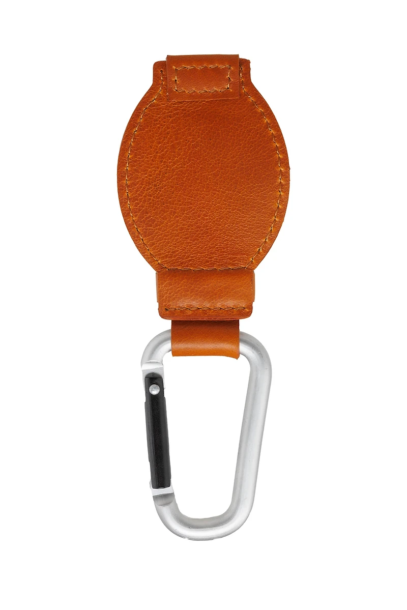 Leather Clip - Silver Case Black Dial Tan Holder