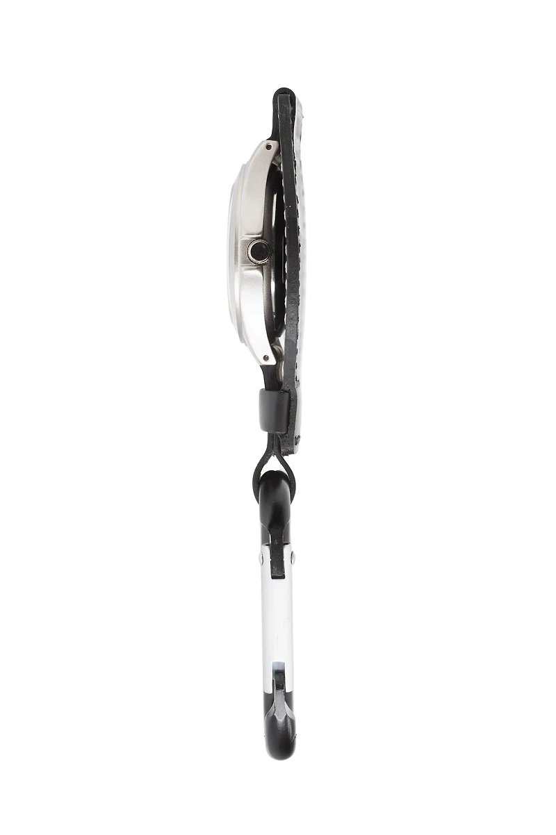 Leather Clip - Silver Case White Dial Black Holder