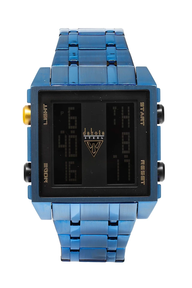 BIG Square Digi - Blue Case Black Dial Blue SS Band