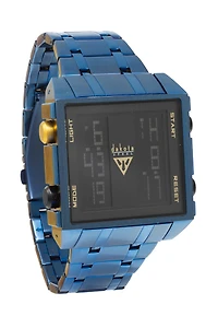 BIG Square Digi - Blue Case Black Dial Blue SS Band