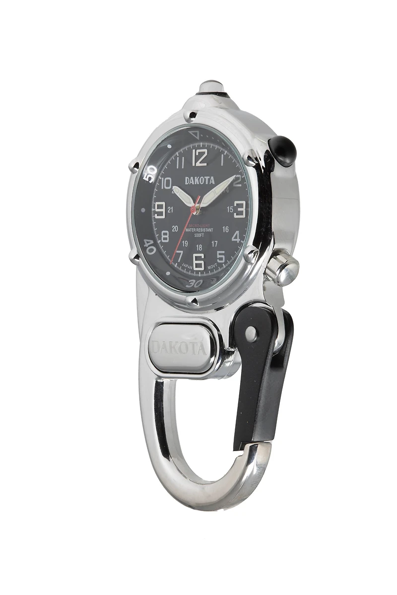 Miniclip Microlight - Chrome Silver Case Black Dial