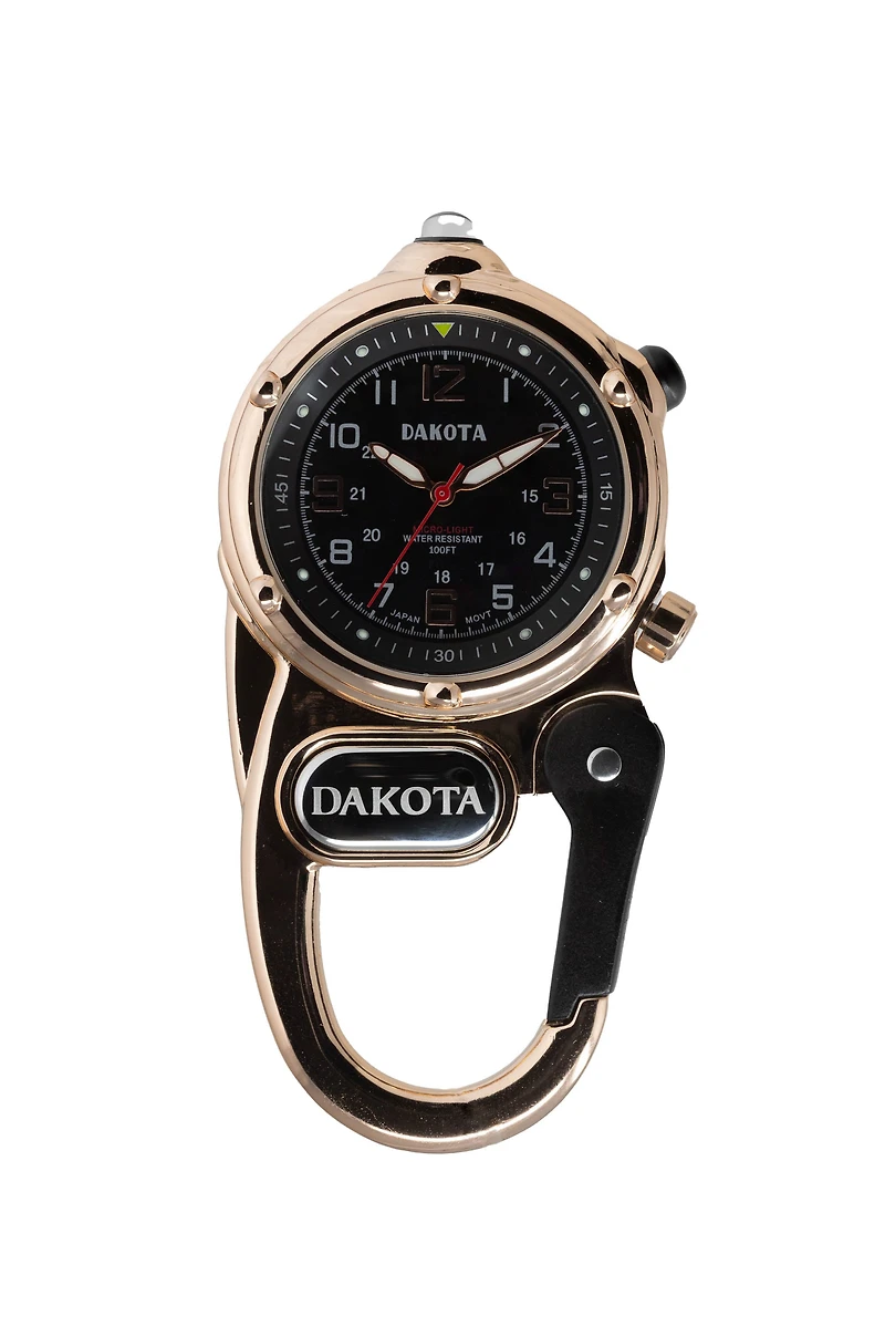 Miniclip Microlight - Shiny Rose Gold Case Black Dial