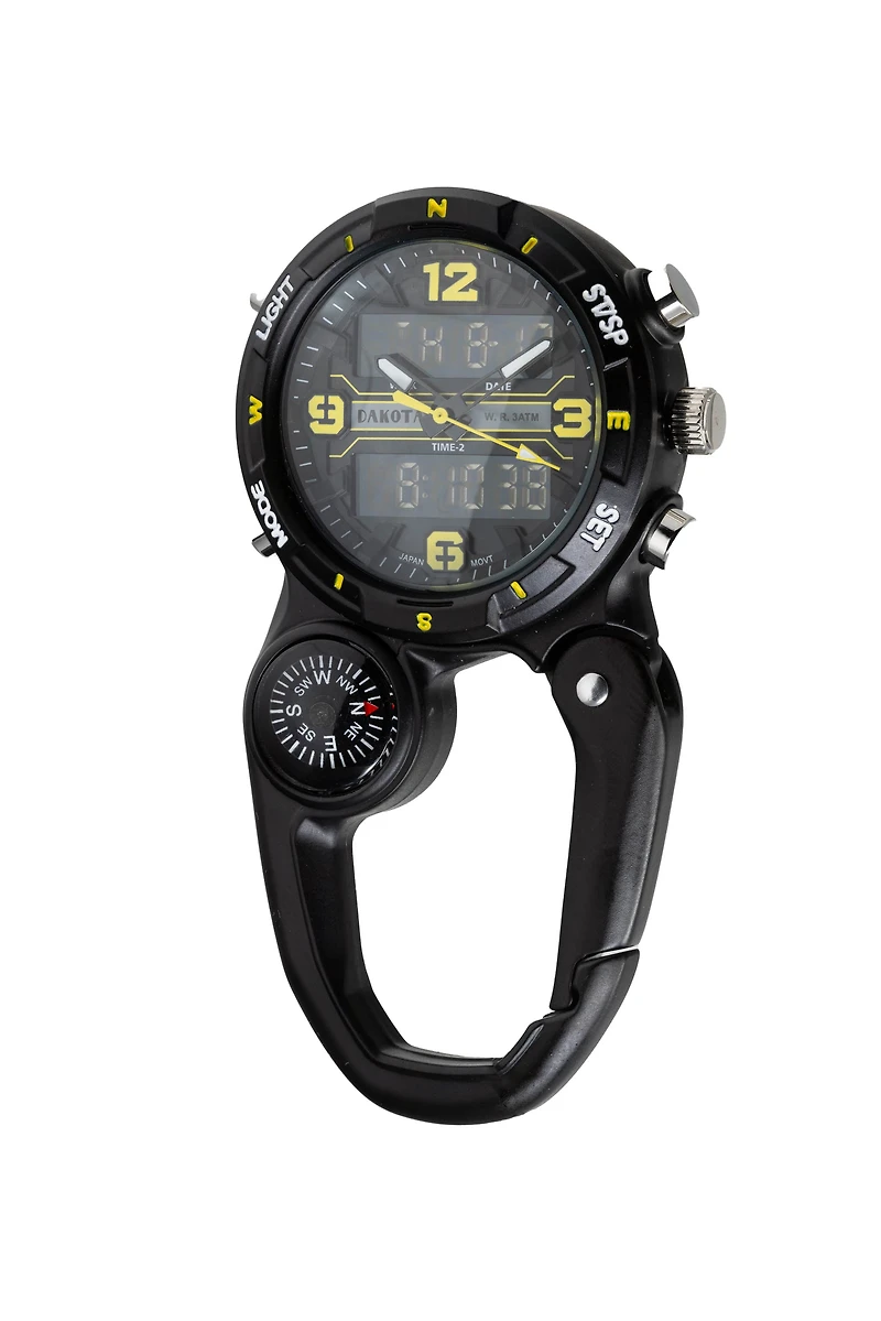 Ana Digi Miniclip - Black Case with Black/Yellow Dial and Reverse LCD