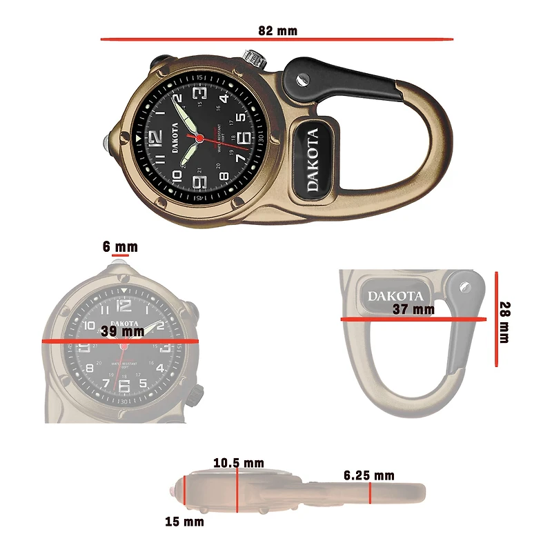 Miniclip Microlight - Army Brown with Black Dial