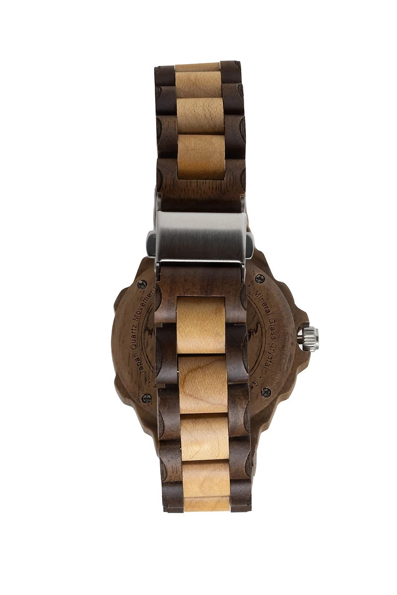 Wood Spider Midsize - Walnut Case.Maple Dial. Walnut/Maple Band